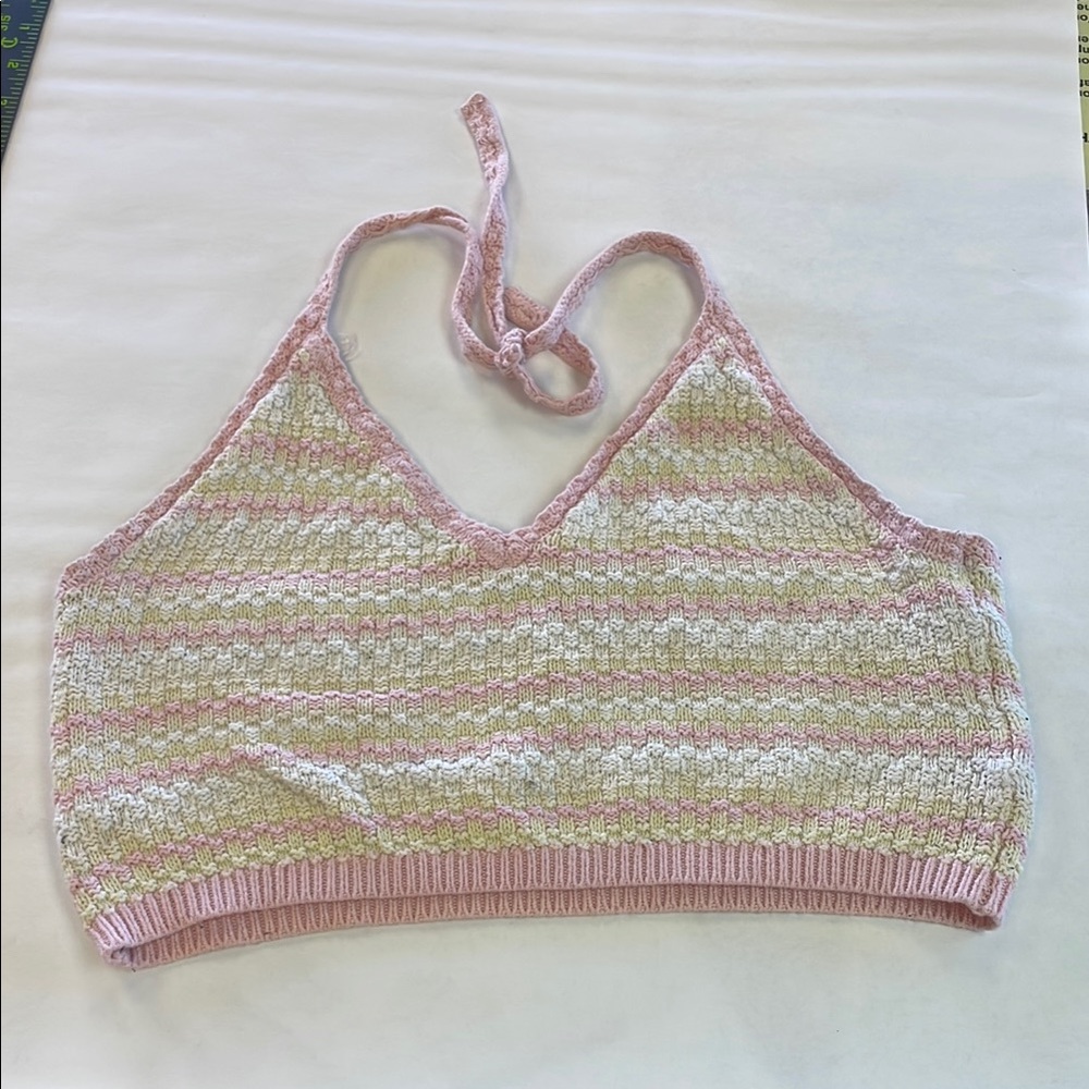 Pink and Cream Knit Bralette